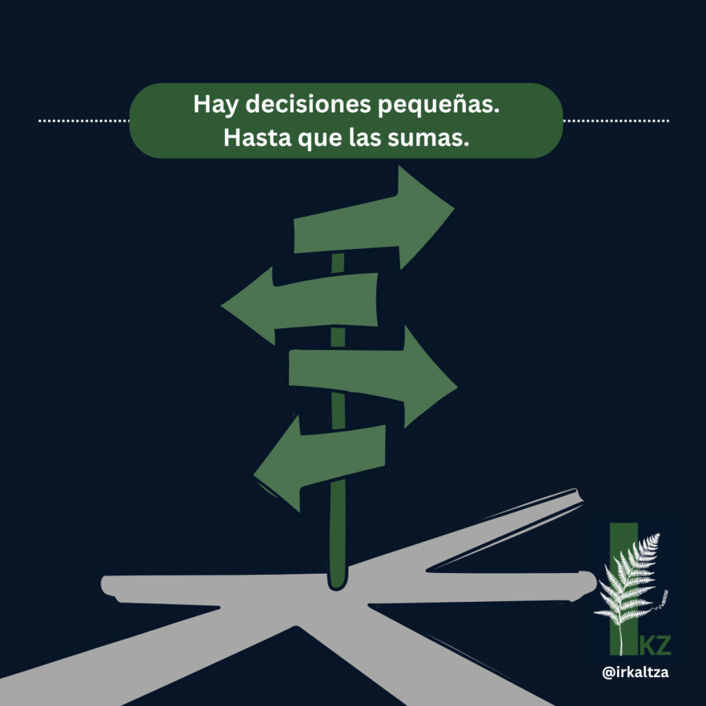 Cruce de caminos como metáfora de la fatiga de decisión y los acuerdos en los equipos.