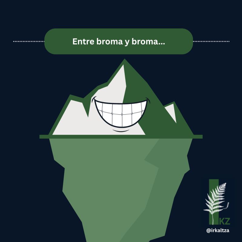Metáfora de un iceberg con una sonrisa enorme en la parte visible y una gran parte que no se ve en la superficie como señal de conversaciones de mejora que han dejado de ocurrir en un equipo.